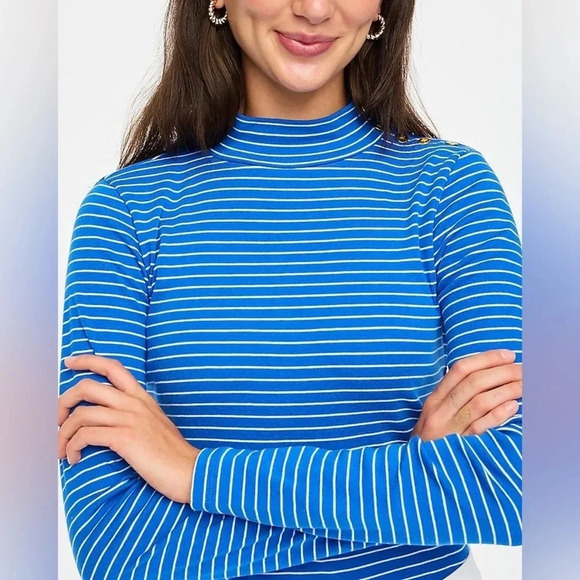 J. Crew Striped mockneck ribbed top 100% cotton in size S - Picture 15 of 15